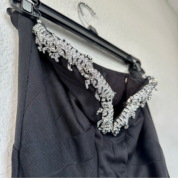 Sky Black Strapless Bandage Tiger Rhinestone Dress - Picture 9 of 14